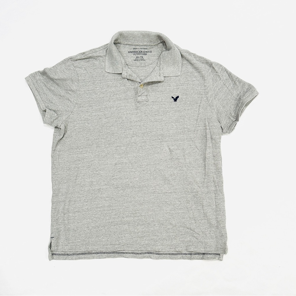 American Eagle Outfitters Mens Grey Athletic Fit Polo Short Sleeve Shirt
